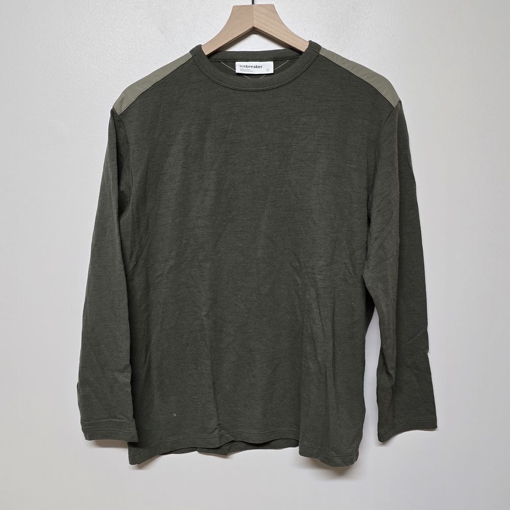 Icebreaker Mens Merino Pique‎ Long Sleeve Crewneck Tee sz M Outdoors Gorpcore